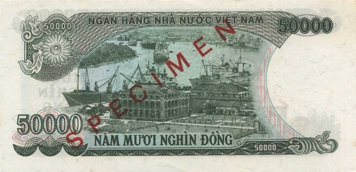 Back of Vietnam p111s: 50000 Dong from 1990