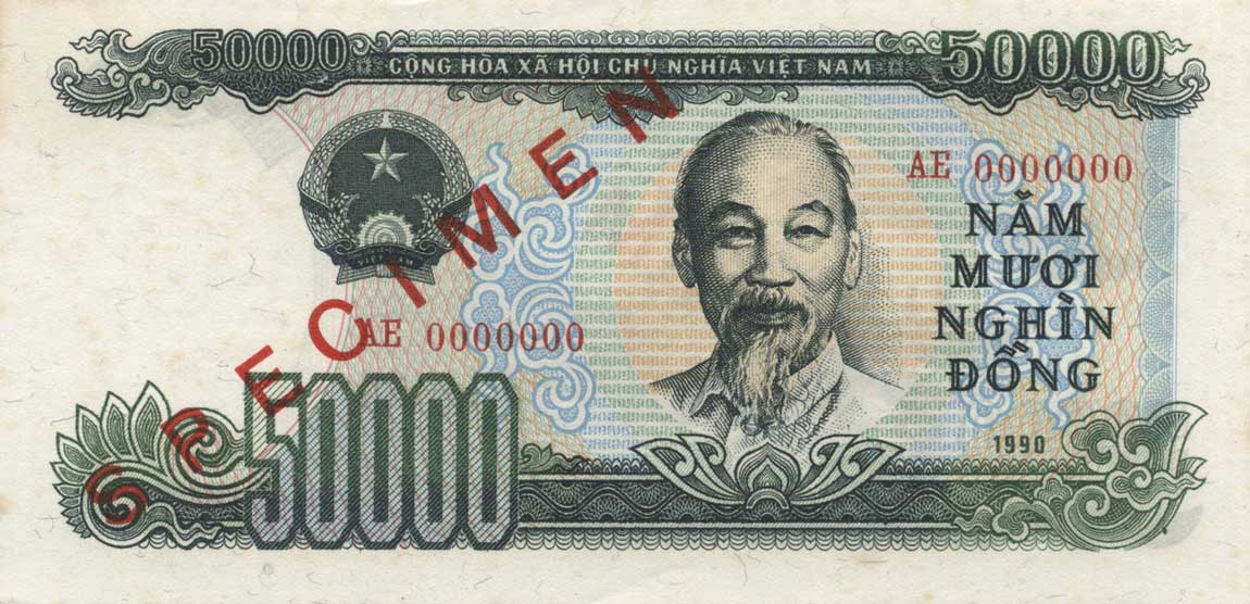 Front of Vietnam p111s: 50000 Dong from 1990