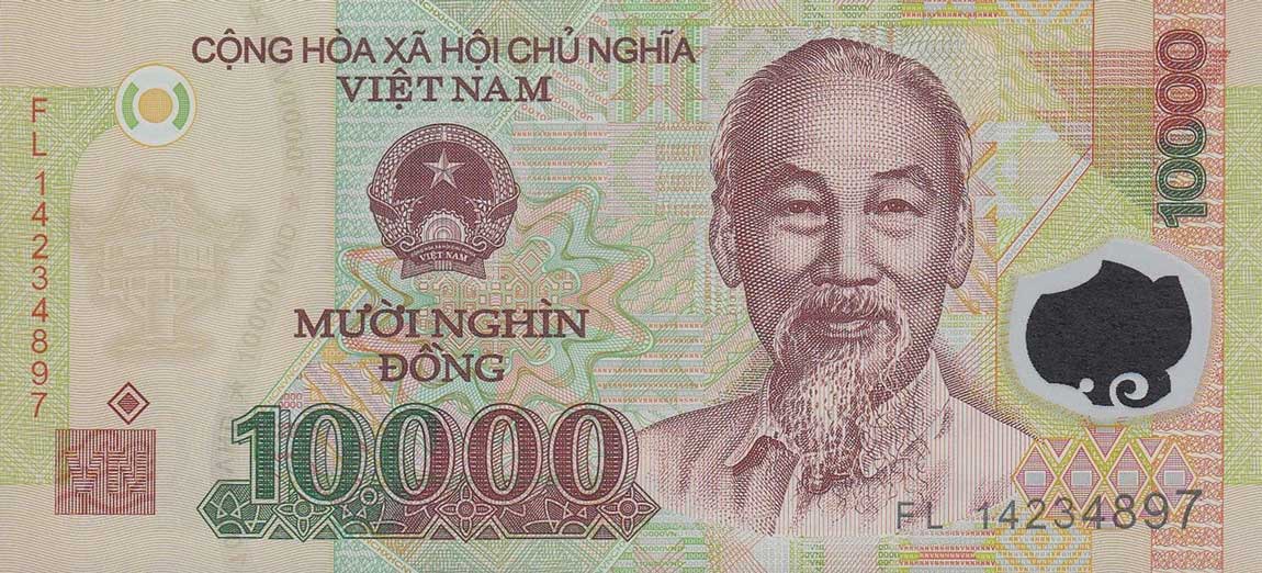 Front of Vietnam p119h: 10000 Dong from 2014