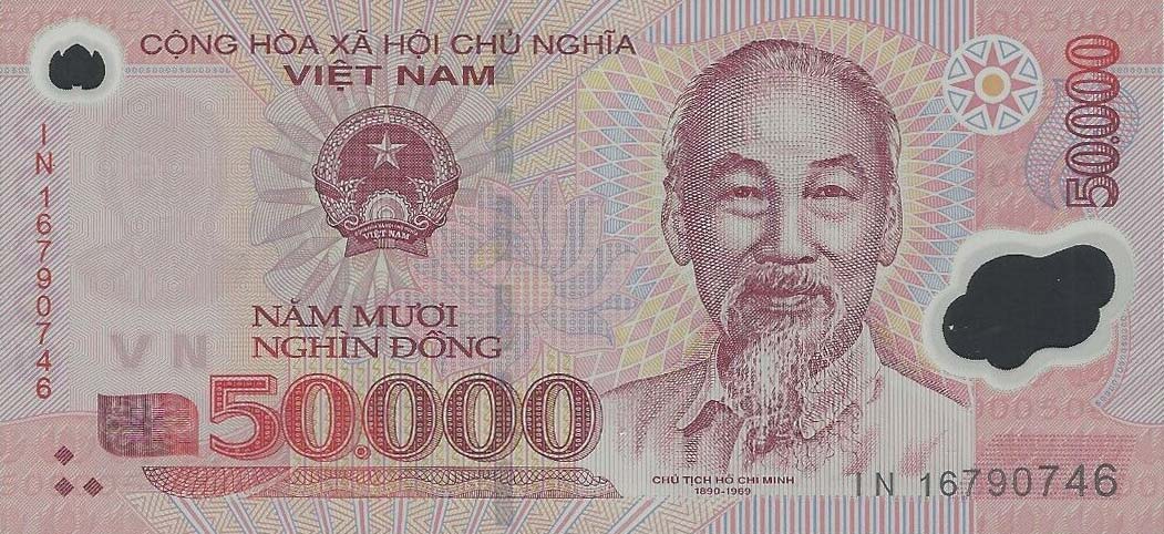 Front of Vietnam p121k: 50000 Dong from 2016