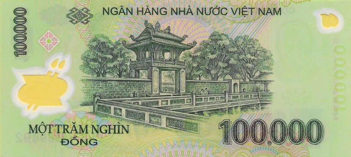 Back of Vietnam p122m: 100000 Dong from 2016