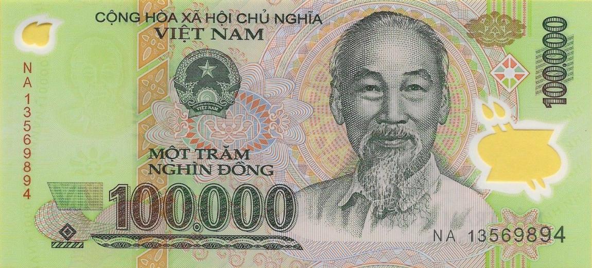 Front of Vietnam p122m: 100000 Dong from 2016
