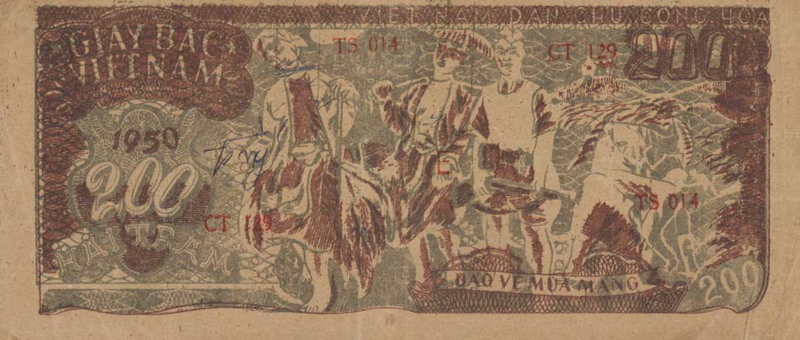 Back of Vietnam p34b: 200 Dong from 1950