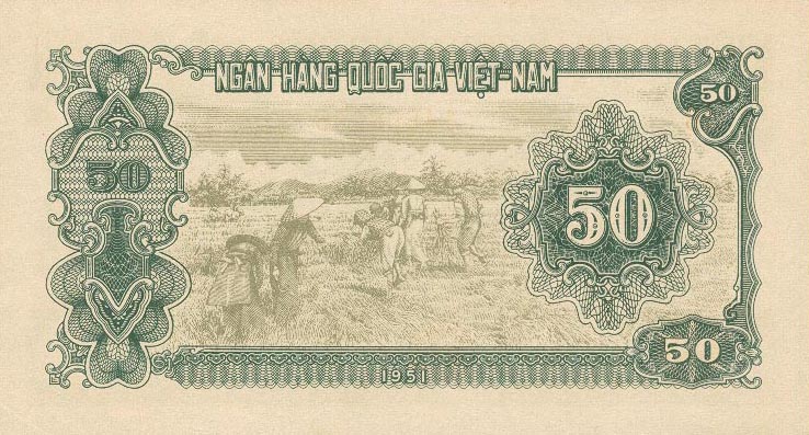 Back of Vietnam p61a: 50 Dong from 1951