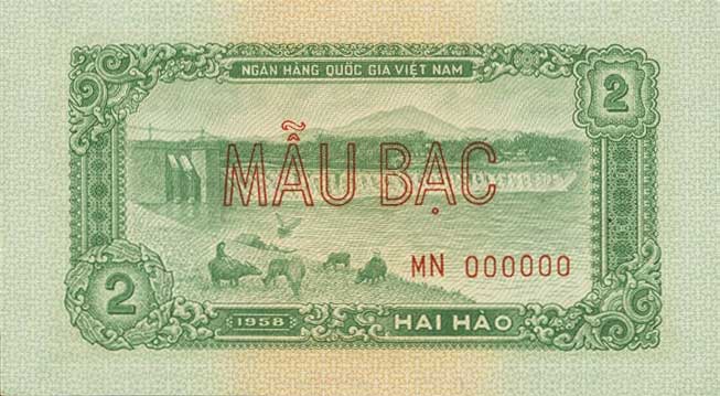 Back of Vietnam p69s: 2 Hao from 1958