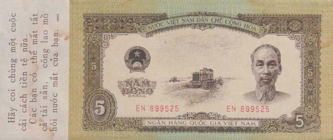 Front of Vietnam p73x: 5 Dong from 1958