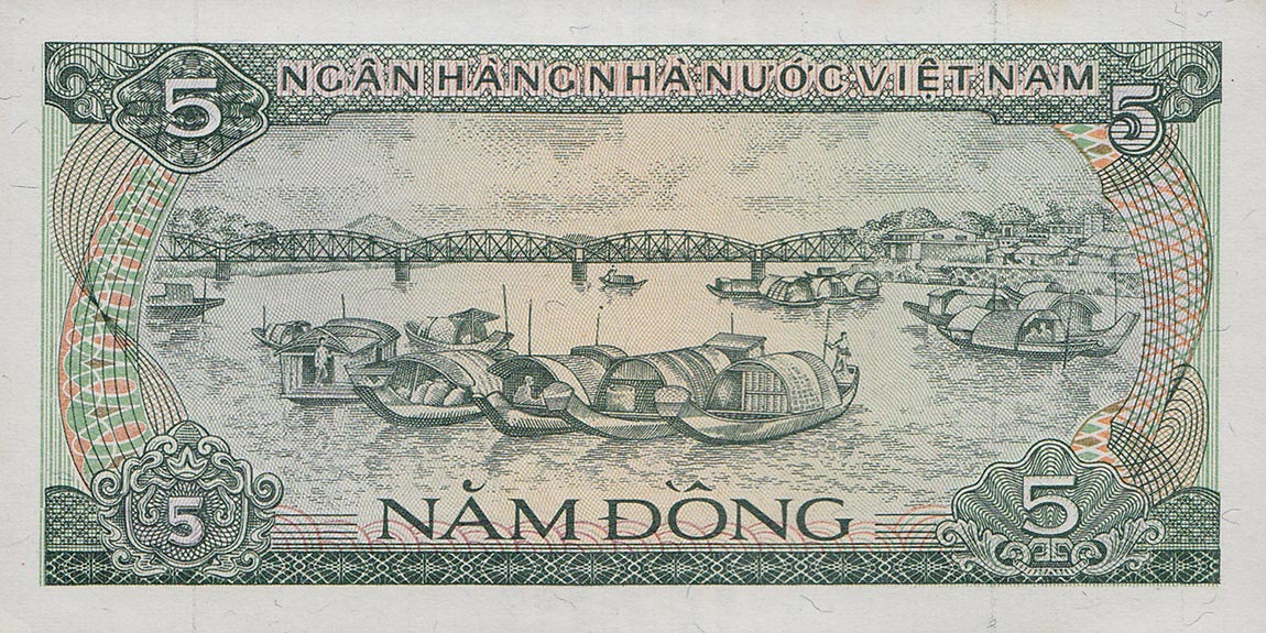 Back of Vietnam p92a: 5 Dong from 1985