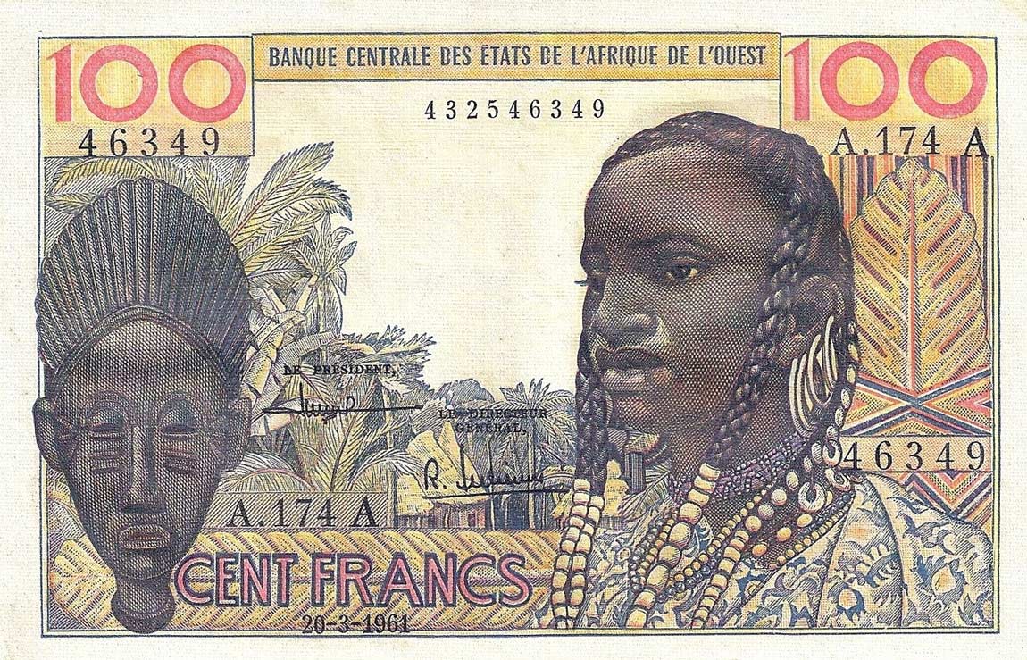 Front of West African States p101Ab: 100 Francs from 1961