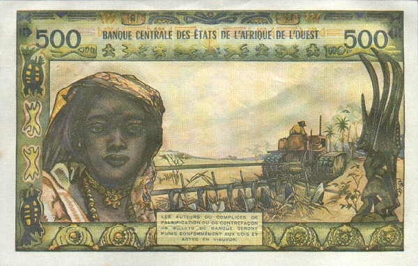 Back of West African States p102Ak: 500 Francs from 1959