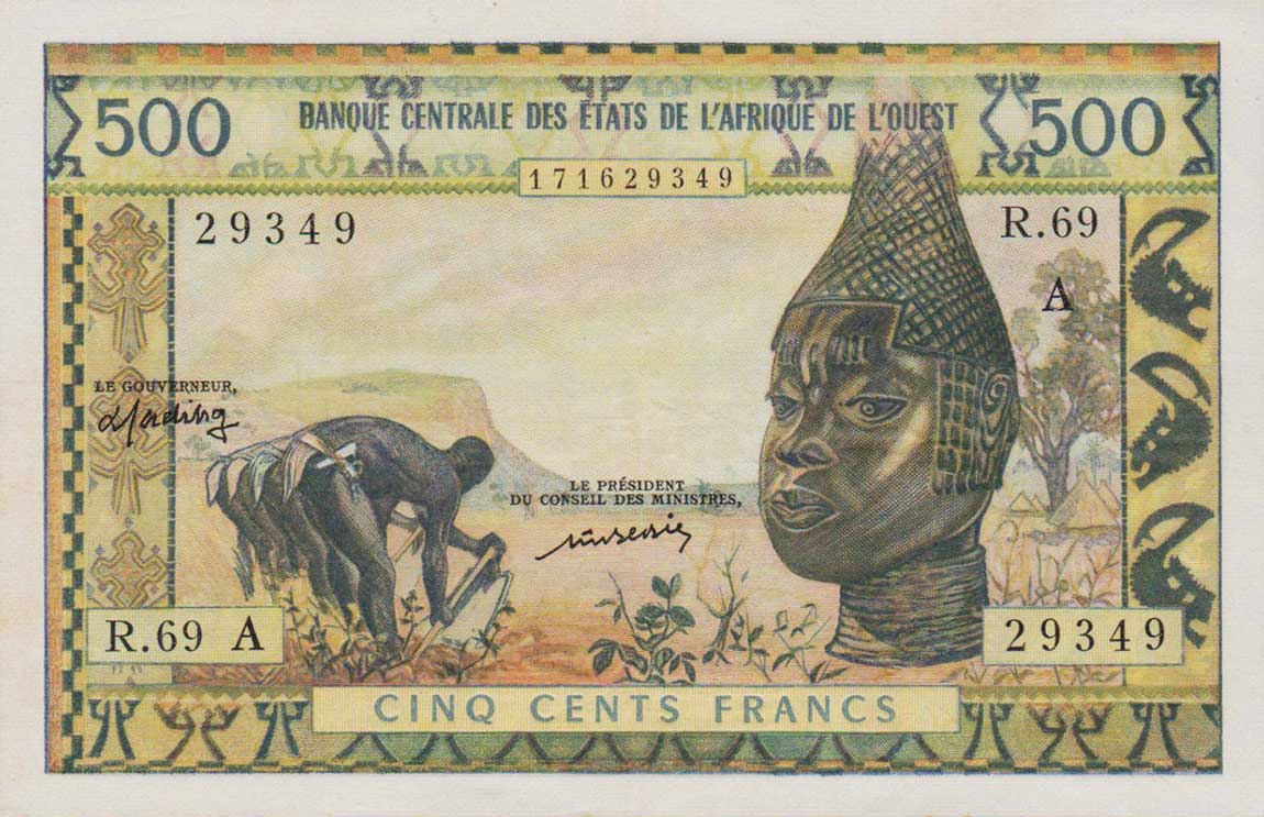 Front of West African States p102Al: 500 Francs from 1959
