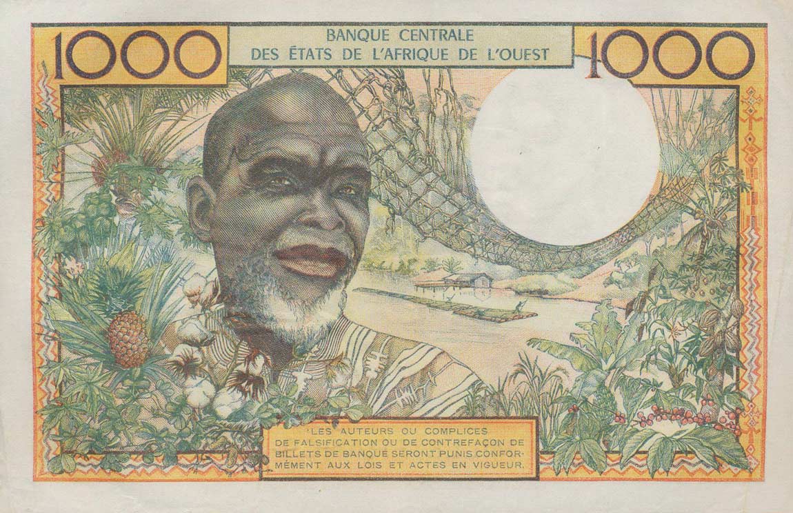 Back of West African States p103Ad: 1000 Francs from 1965