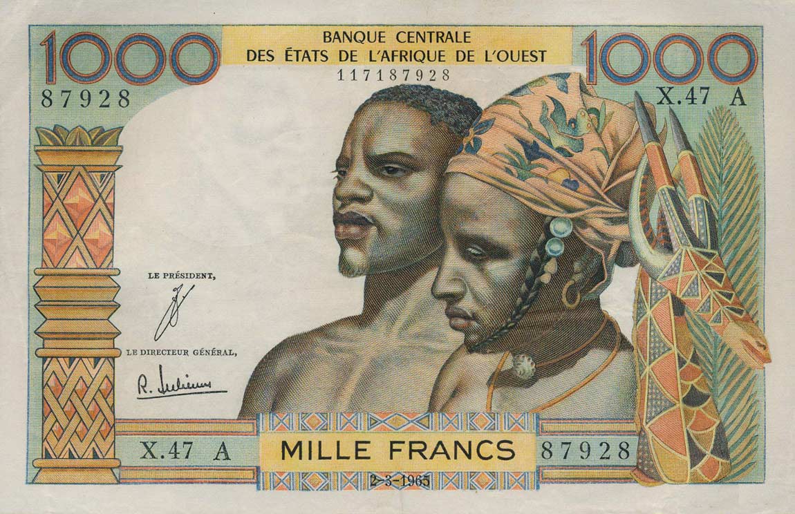 Front of West African States p103Ad: 1000 Francs from 1965