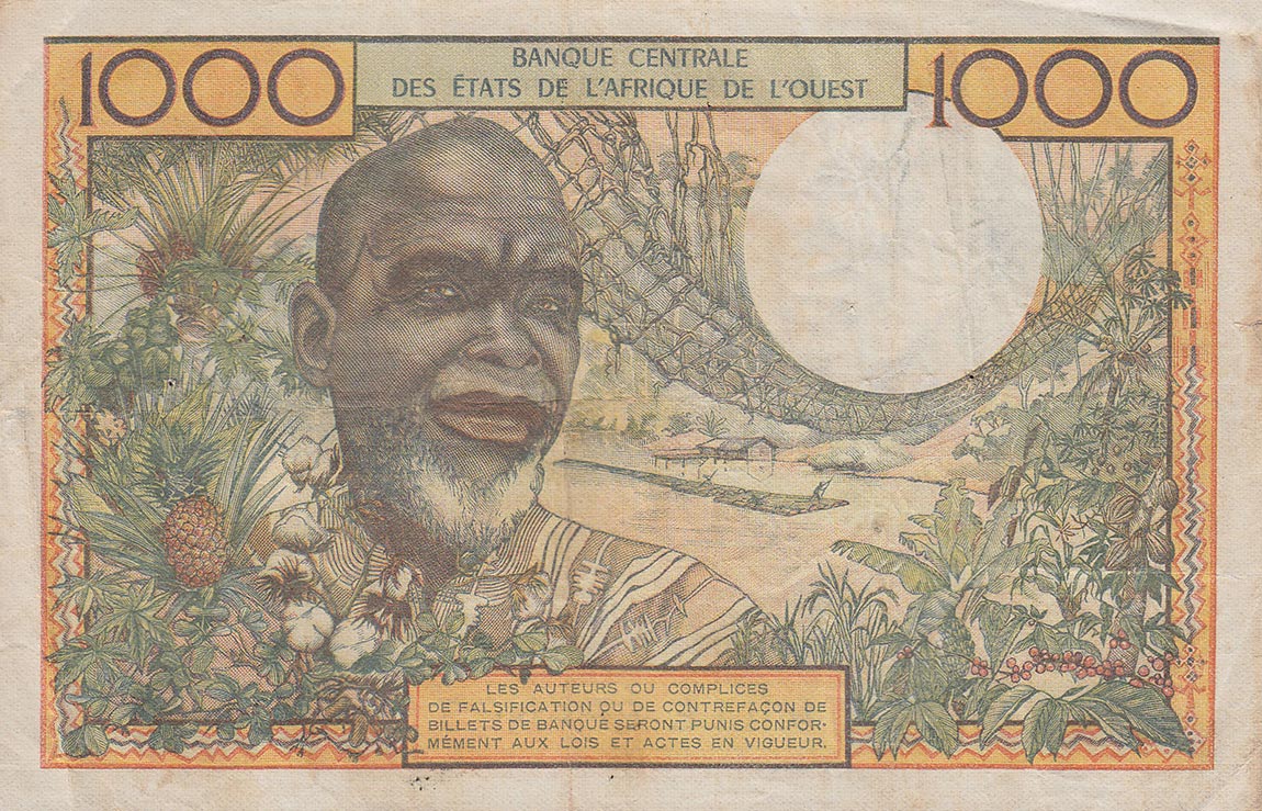 Back of West African States p103Ae: 1000 Francs from 1959