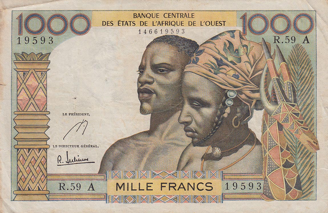 Front of West African States p103Ae: 1000 Francs from 1959