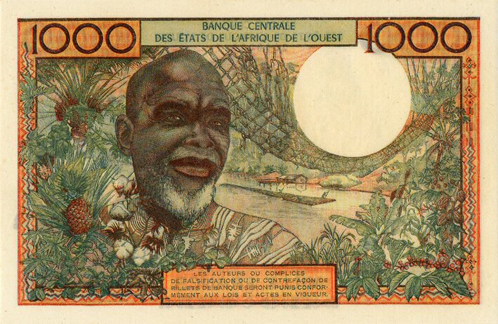 Back of West African States p103Af: 1000 Francs from 1959