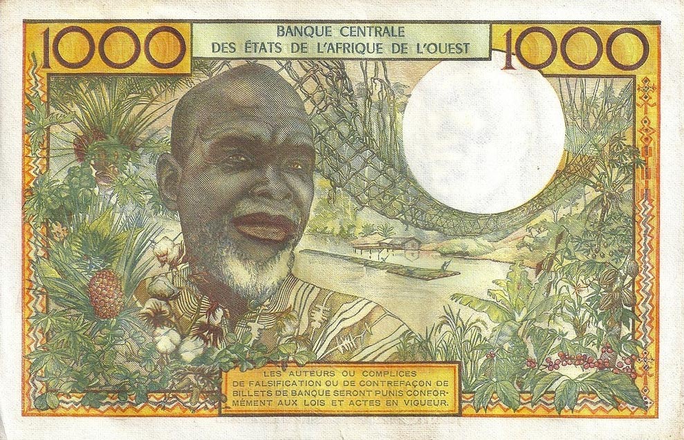 Back of West African States p103Ag: 1000 Francs from 1959