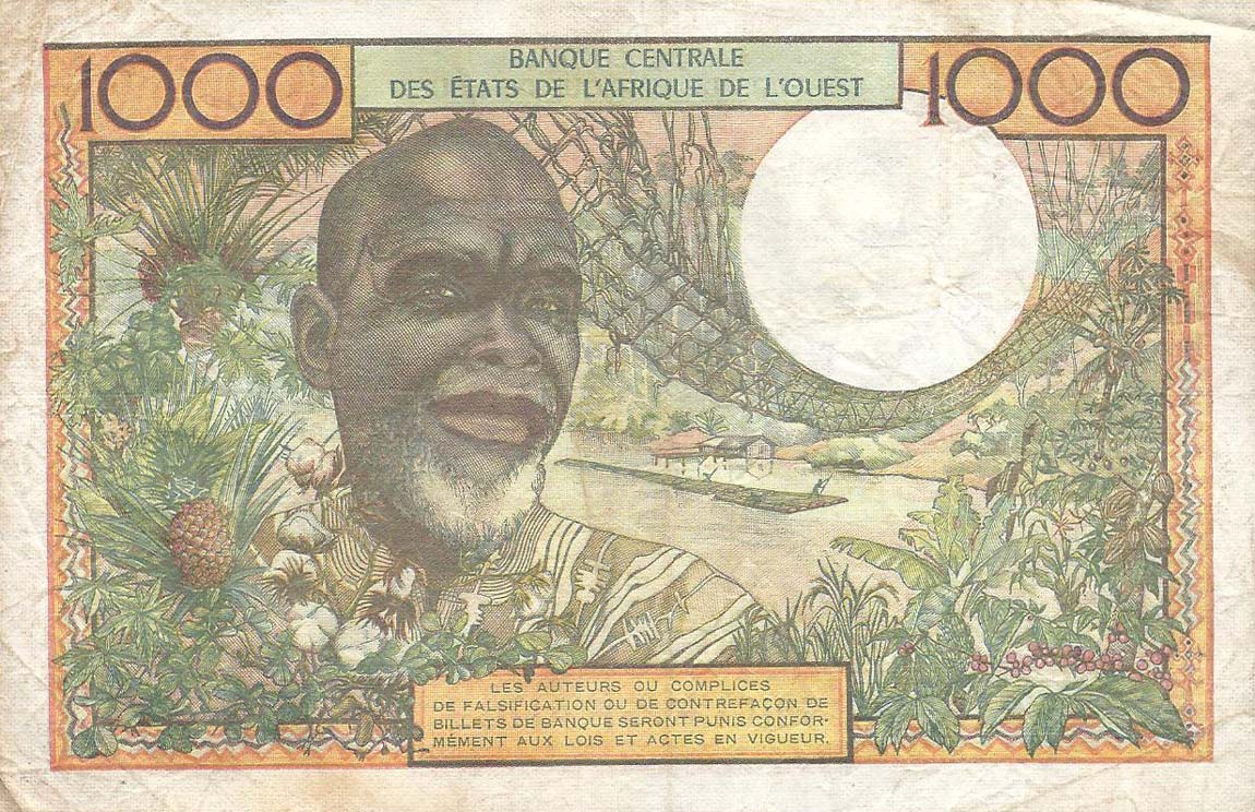 Back of West African States p103Ah: 1000 Francs from 1959