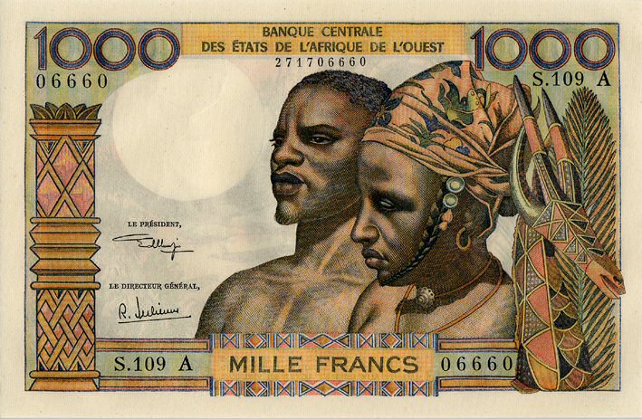 Front of West African States p103Aj: 1000 Francs from 1959