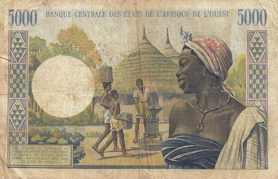 Back of West African States p104Ac: 5000 Francs from 1964