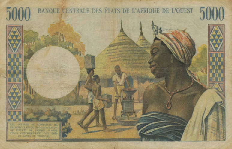 Back of West African States p104Ag: 5000 Francs from 1961