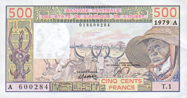 Front of West African States p105Aa: 500 Francs from 1979