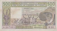 p106Al from West African States: 500 Francs from 1988