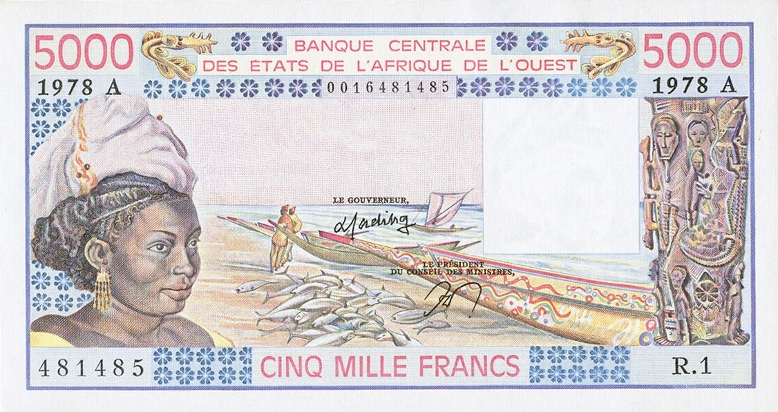 Front of West African States p108Ab: 5000 Francs from 1978