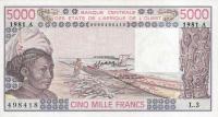 p108Ah from West African States: 5000 Francs from 1981