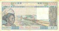Gallery image for West African States p108Ao: 5000 Francs