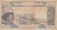 Gallery image for West African States p108Aq: 5000 Francs