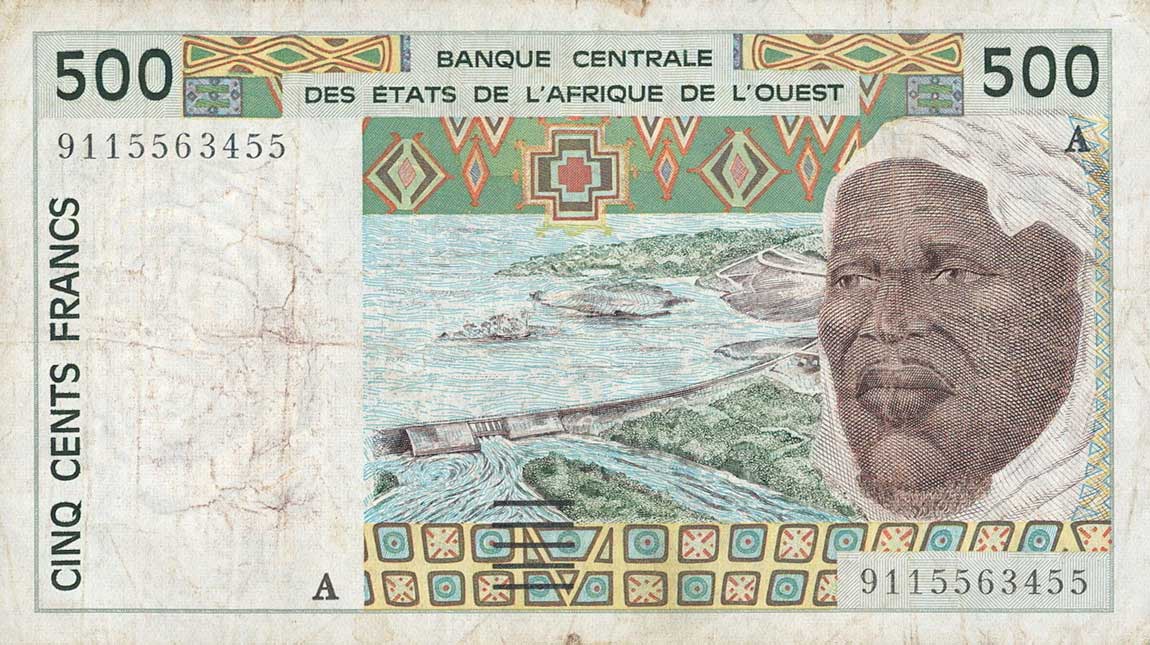 Front of West African States p110Aa: 500 Francs from 1991