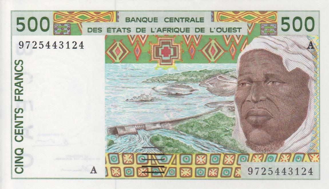Front of West African States p110Ag: 500 Francs from 1997