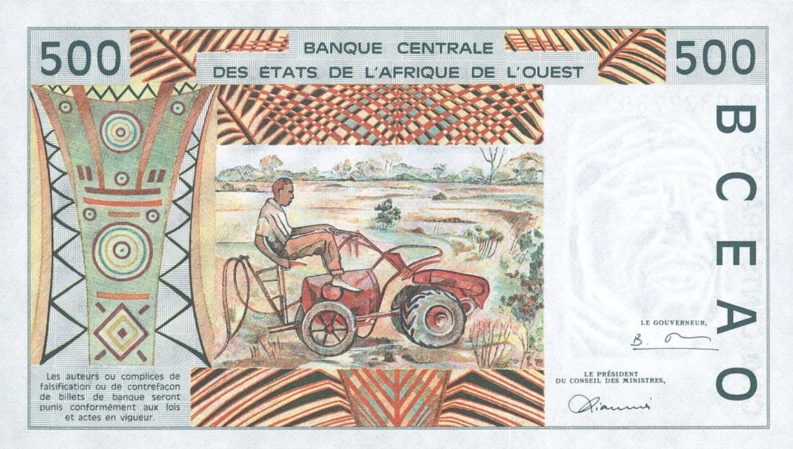 Back of West African States p110Ai: 500 Francs from 1998