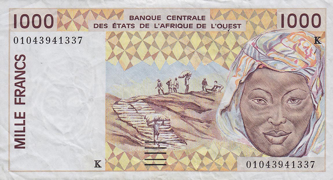 Front of West African States p111Aj: 1000 Francs from 2001