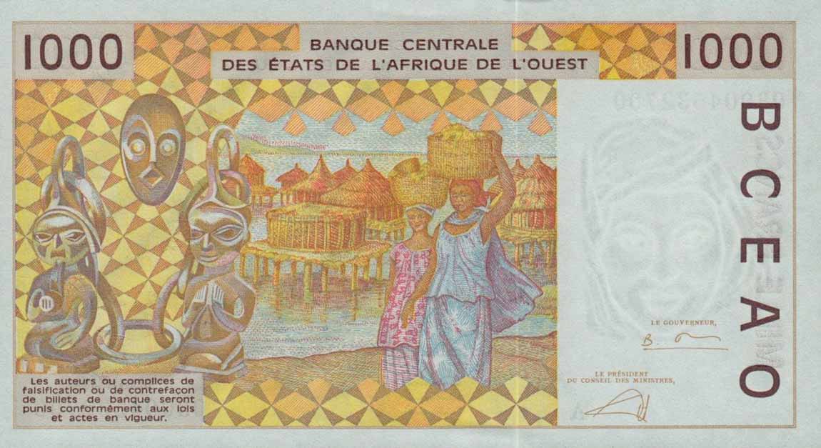 Back of West African States p111Al: 1000 Francs from 2003