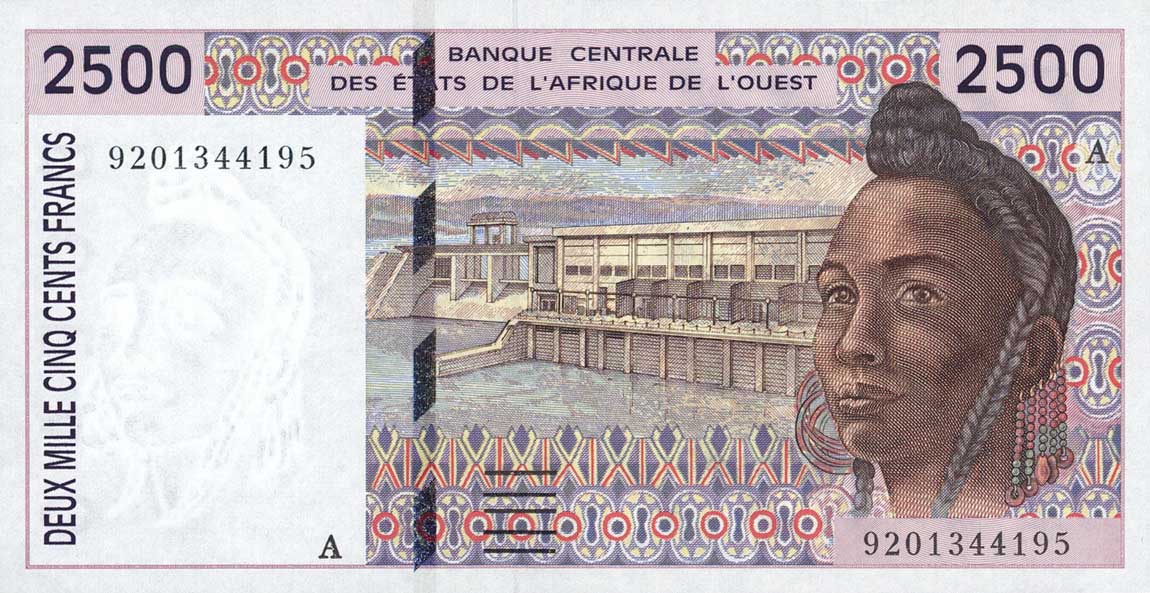 Front of West African States p112Aa: 2500 Francs from 1992
