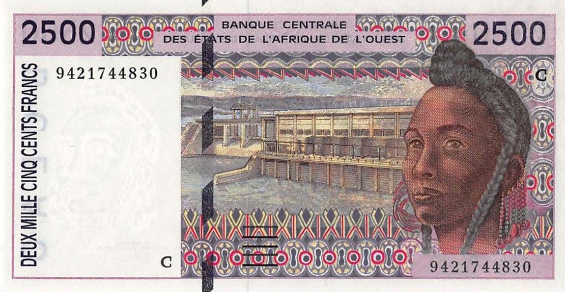 Front of West African States p112Ac: 2500 Francs from 1994