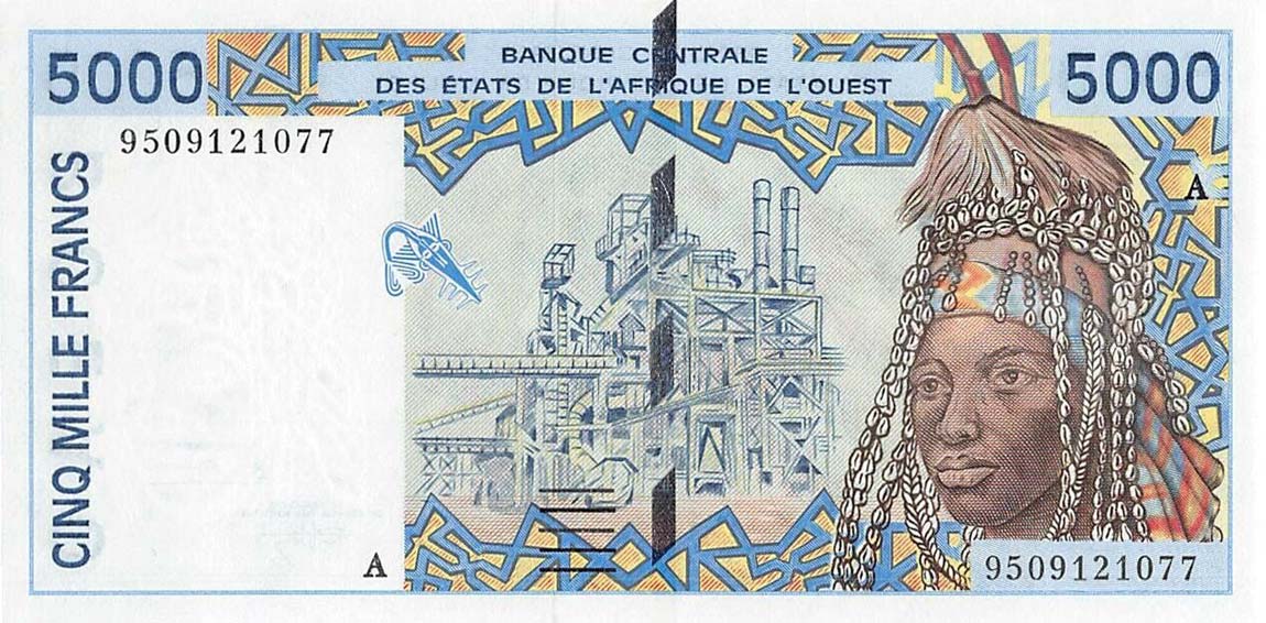 Front of West African States p113Ad: 5000 Francs from 1995
