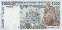 p113Af from West African States: 5000 Francs from 1997