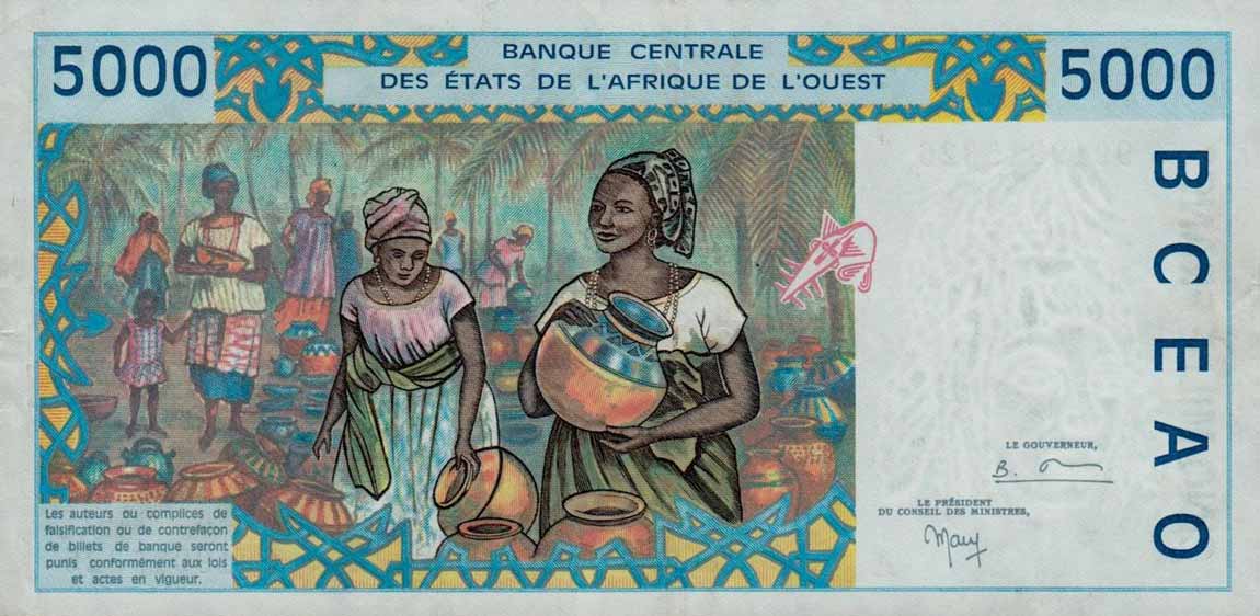 Back of West African States p113Ai: 5000 Francs from 1999