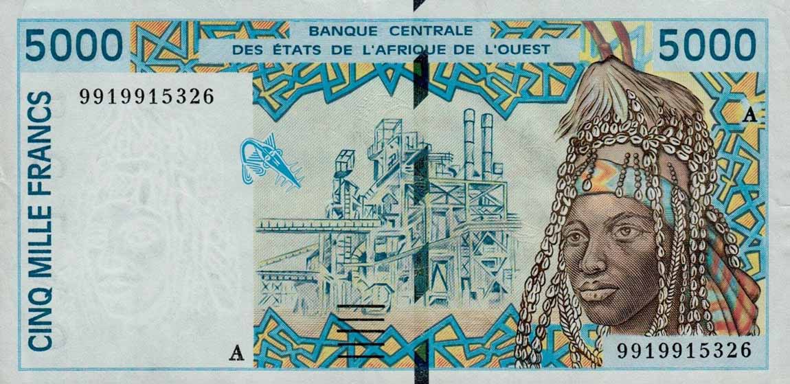 Front of West African States p113Ai: 5000 Francs from 1999