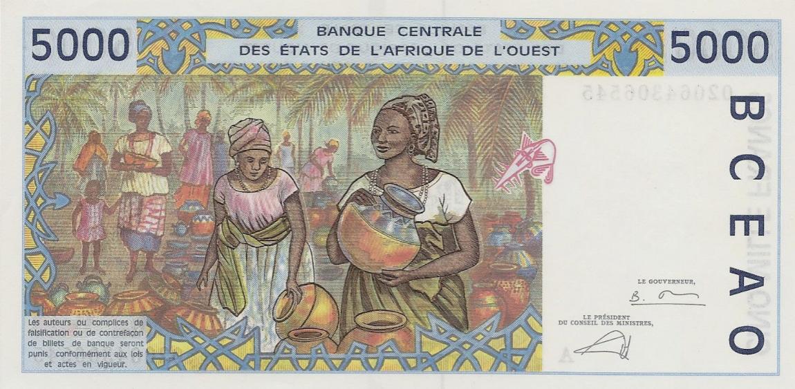 Back of West African States p113Al: 5000 Francs from 2002