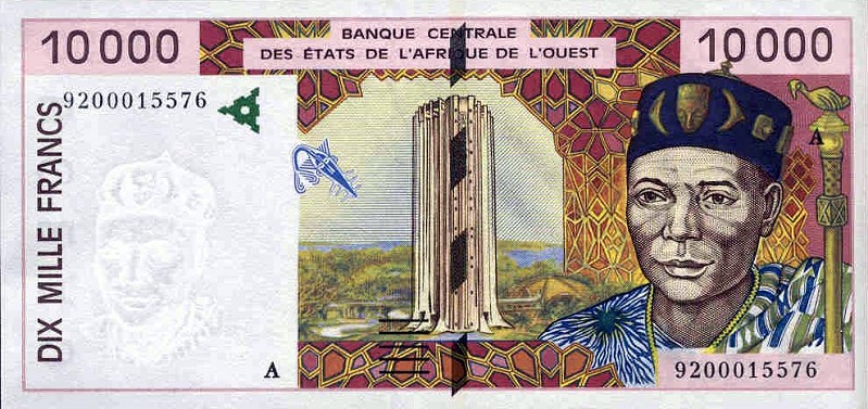 Front of West African States p114Aa: 10000 Francs from 1992