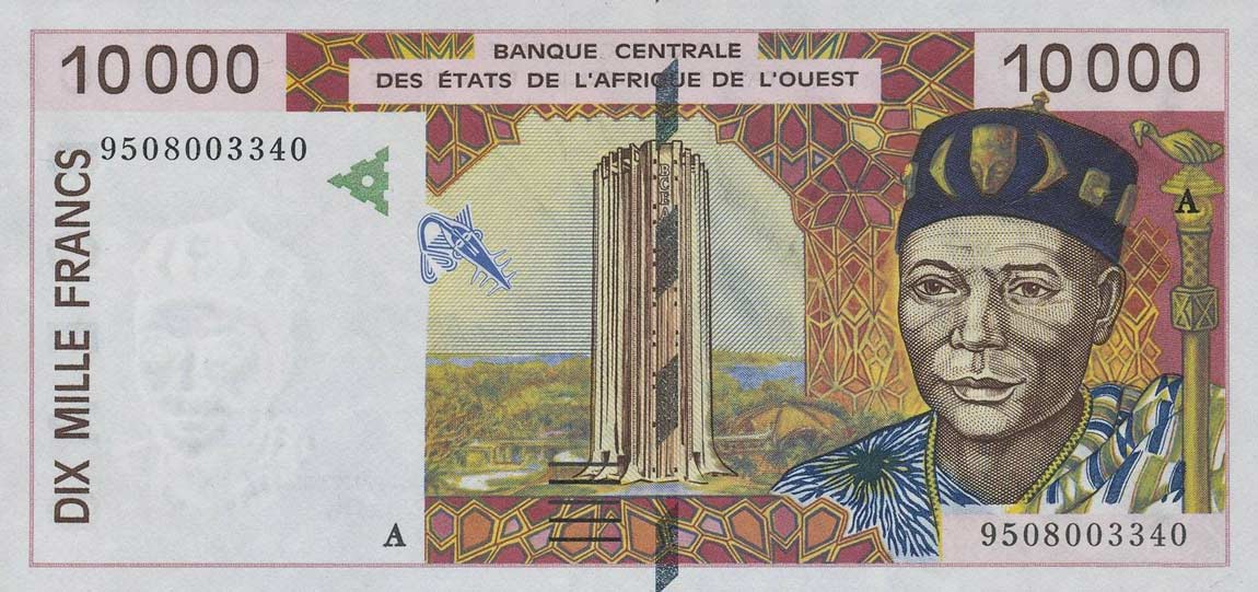 Front of West African States p114Ac: 10000 Francs from 1995