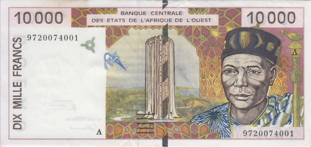 Front of West African States p114Ae: 10000 Francs from 1997