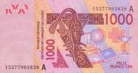 p115Ao from West African States: 1000 Francs from 2015