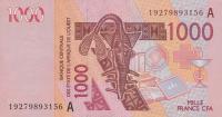 p115As from West African States: 1000 Francs from 2019