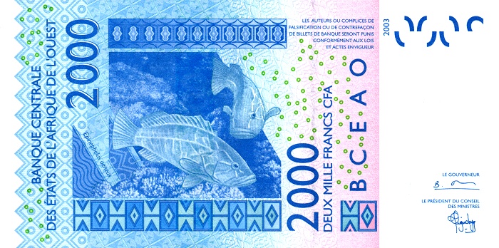 Back of West African States p116Aa: 2000 Francs from 2003