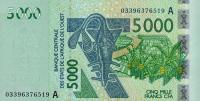 p117Aa from West African States: 5000 Francs from 2003