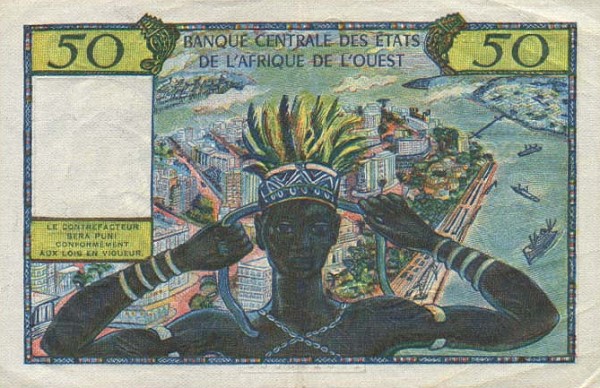 Back of West African States p1: 50 Francs from 1958